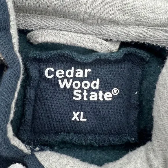 Cedar Wood State Navy British Flag Pullover Hoodie Size XL - Picture 7 of 8